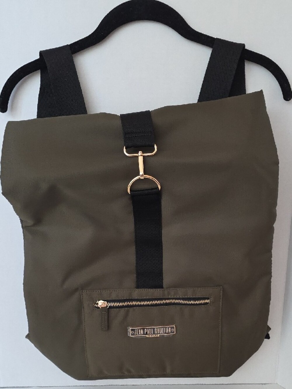 Jean Paul Gaultier | NWOT Women's Olive Green Black Zip Pouch Roll Top